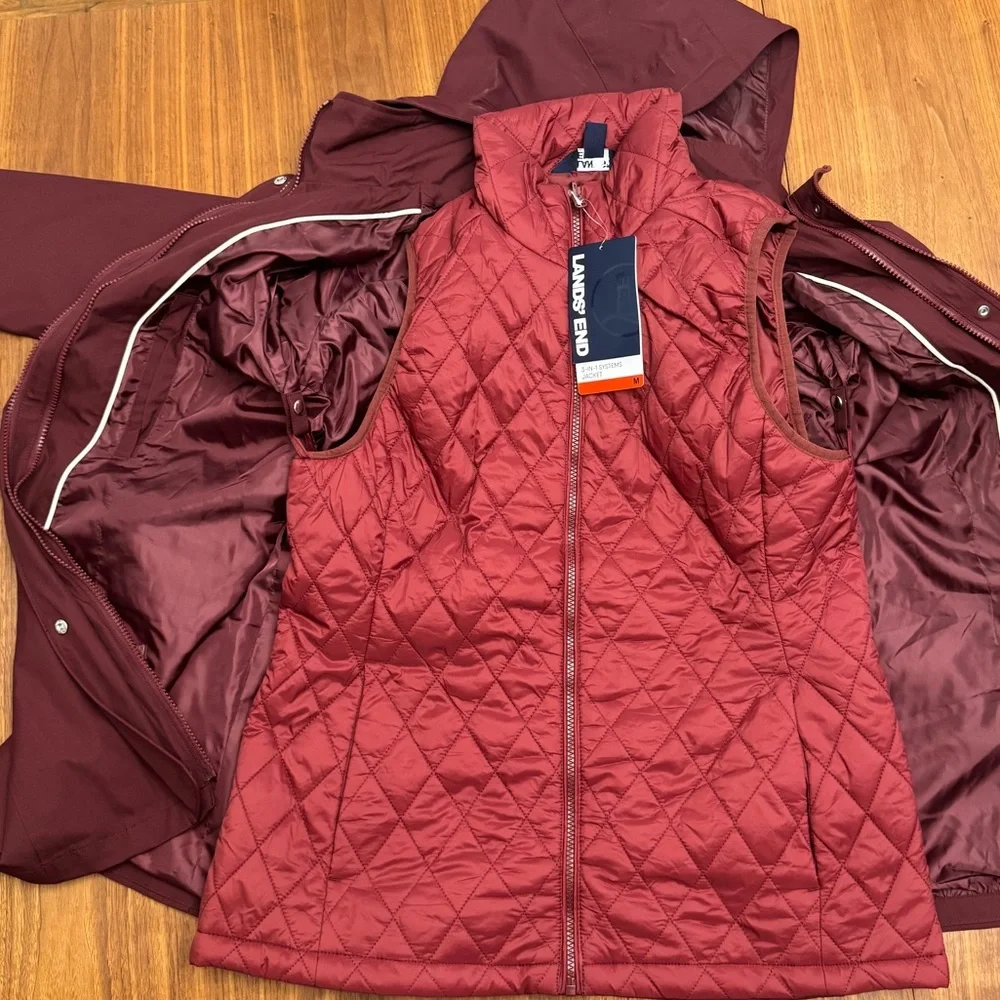 Brand New Lands' End Burgundy Jacket w/ Inner Vest - Picture 4 of 7